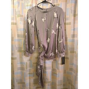 Zara Striped Blouse Bows Cat Print